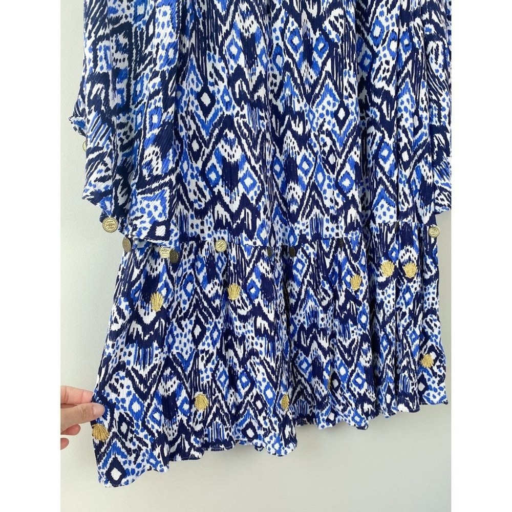 Lilly Pulitzer Womens Dress L Blue Delaney Tunic Off Shoulder Tassle‎ Coastal - Picture 5 of 9
